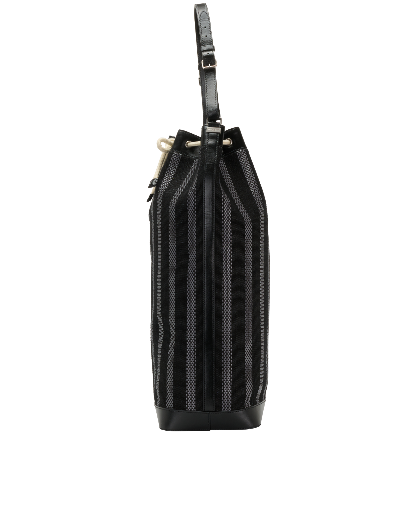 Oversized Bucket Bag, &pound;595, Handbags, Black, Canvas/Leather, Bottom view
